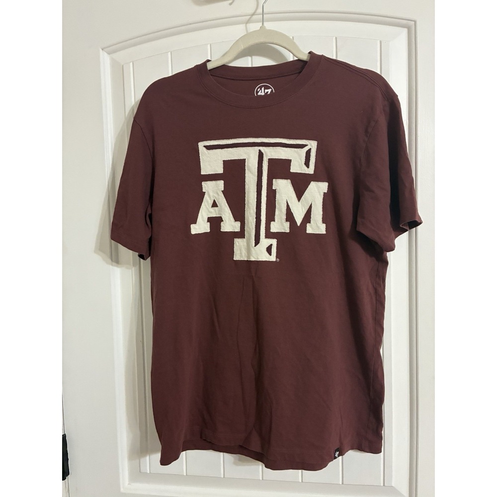 Texas A&M Aggies '47 Brand Mens Small  T-Shirt Maroon Large Logo Short Sleeve